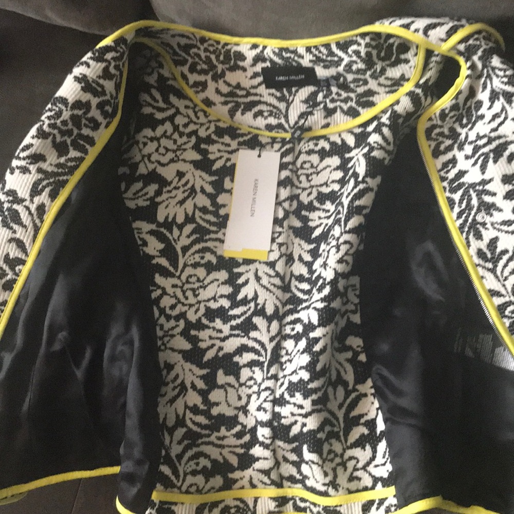 NWT Karen Millen Black/white/yellow flower blazer - Picture 8 of 8